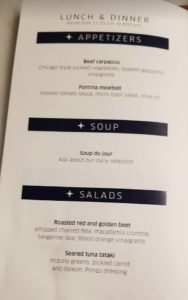 a menu of a restaurant