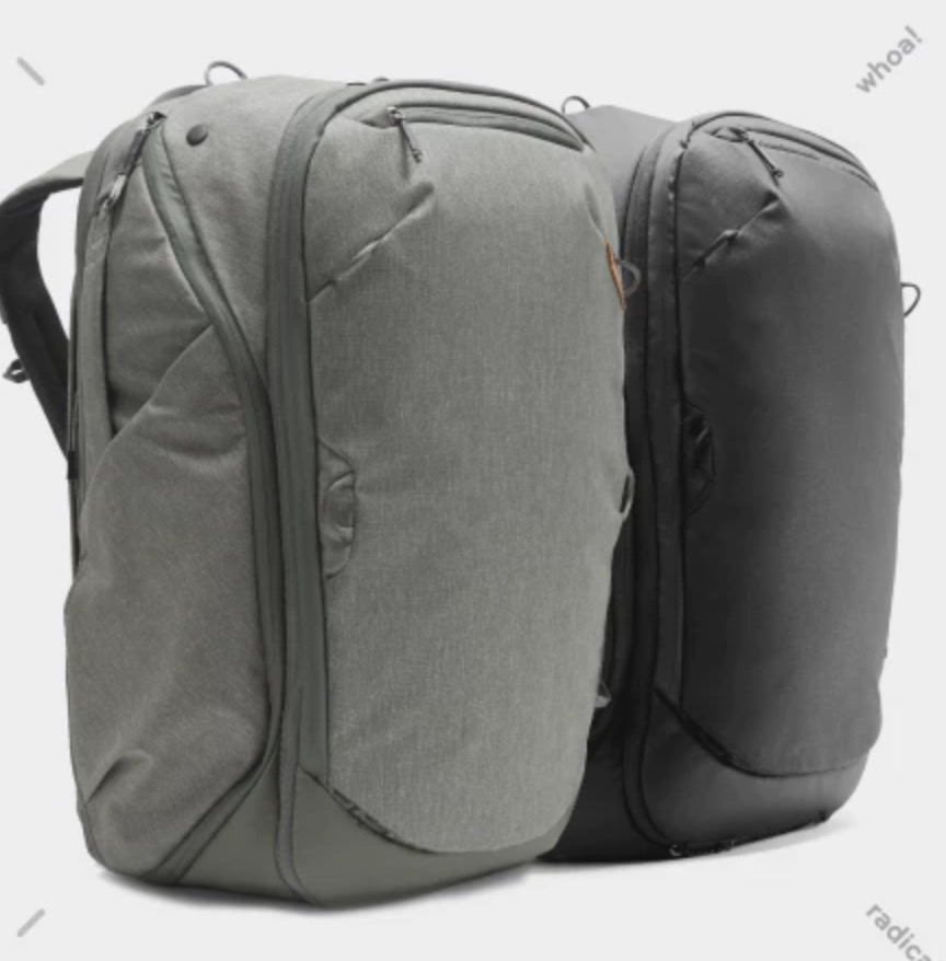 a pair of backpacks on a white background