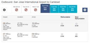 a screenshot of a flight schedule