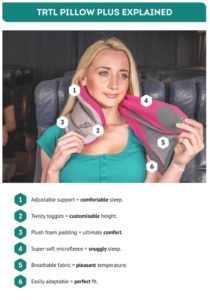 a woman holding a neck pillow