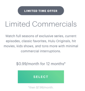 Join Hulu for $0.99 cents