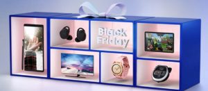 a blue box with white boxes with a bow and a white ribbon