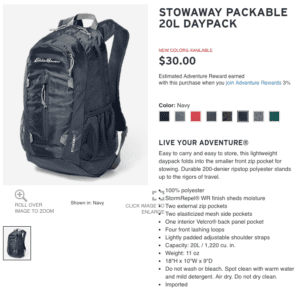 a black backpack with a white background