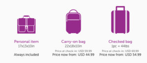 a purple bag with price tags