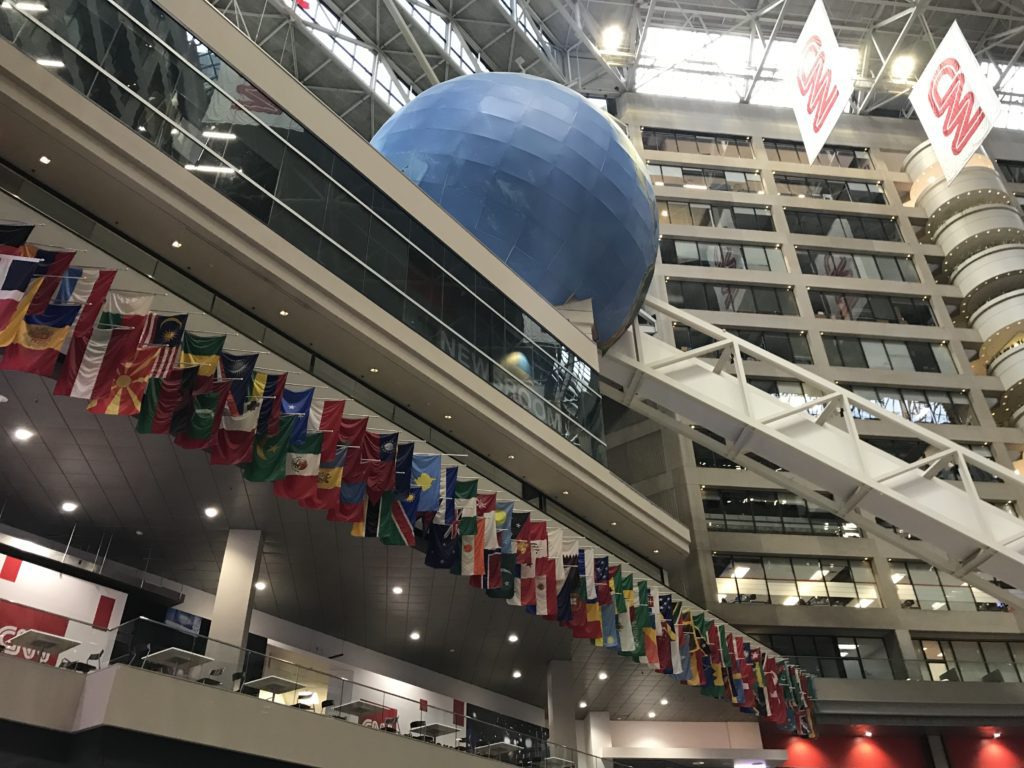 a large globe in a building