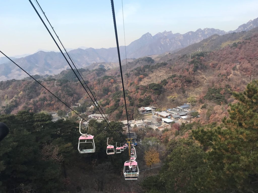 a cable cars in the mountains