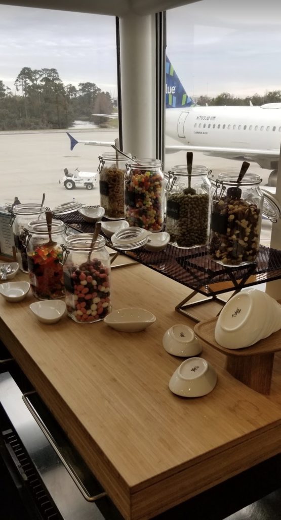 a table with food in jars