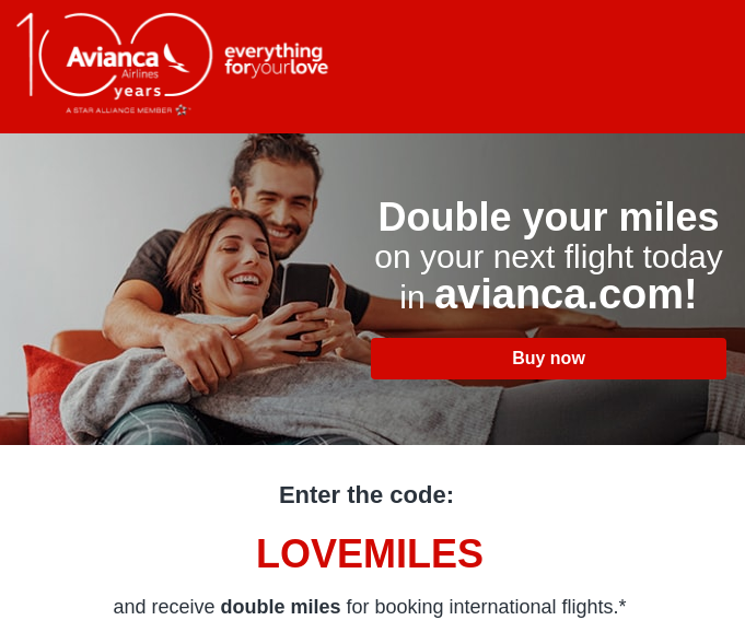 Avianca sends out a double miles promotion. I just want my miles back.