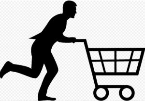a man running with a shopping cart