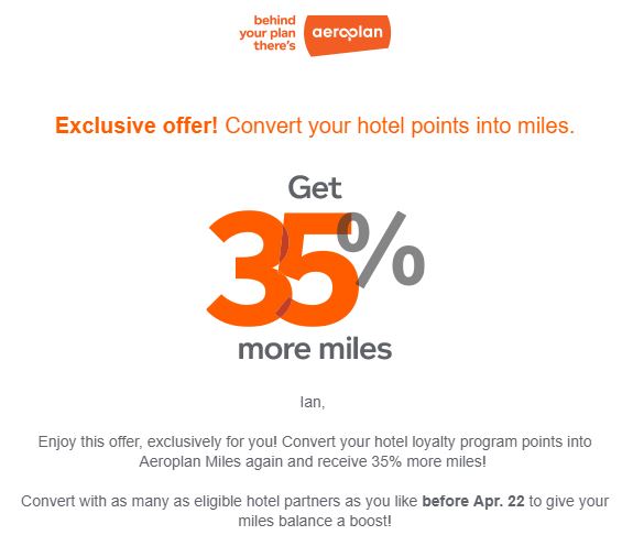 Aeroplan Hotel Rewards Chart