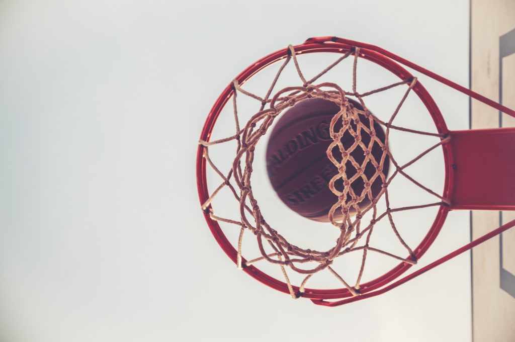 a basketball in a net