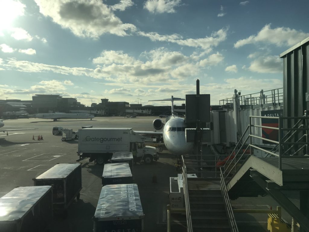 a plane parked at an airport