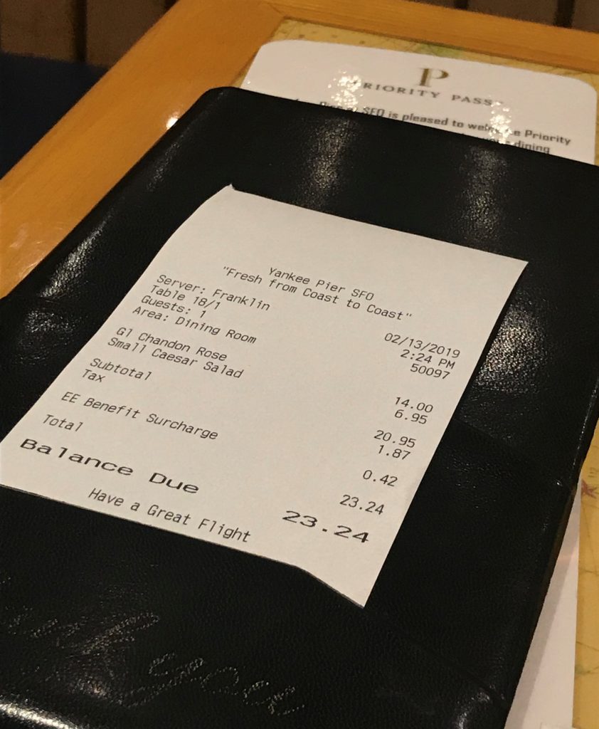 a bill on a restaurant table