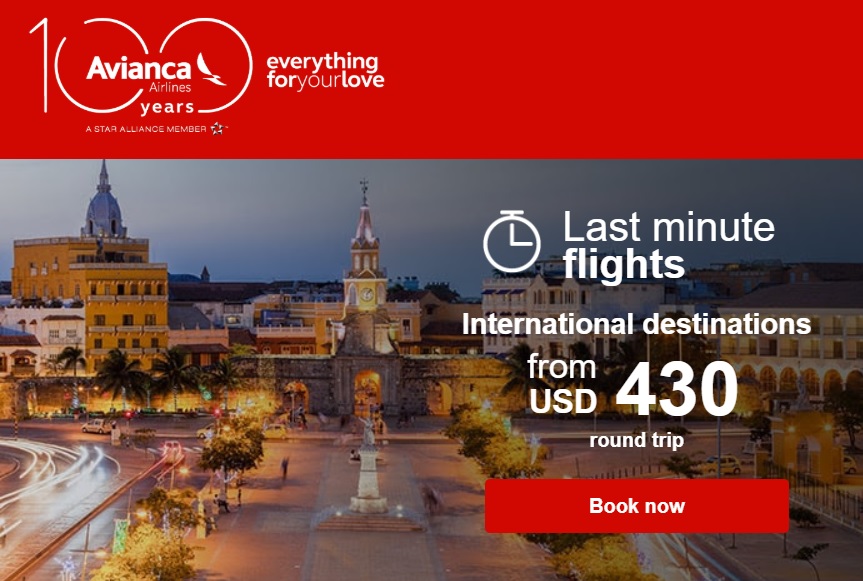 Avianca 100 Years Sale: US to Latin America from $378