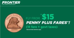 Frontier Penny Fare $15 Sale