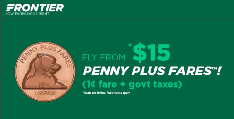 $15 Frontier Flights During Their “Penny” Fare Sale