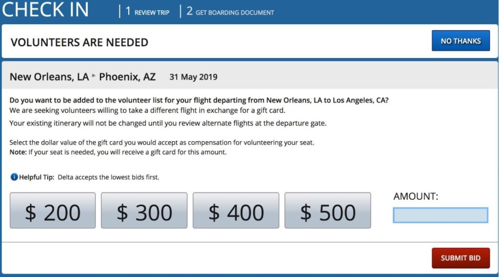 Delta early bump offer