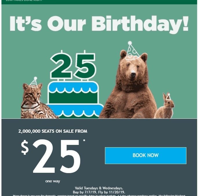 Frontier Birthday Sale: 2 Million Seats on Sale from $20