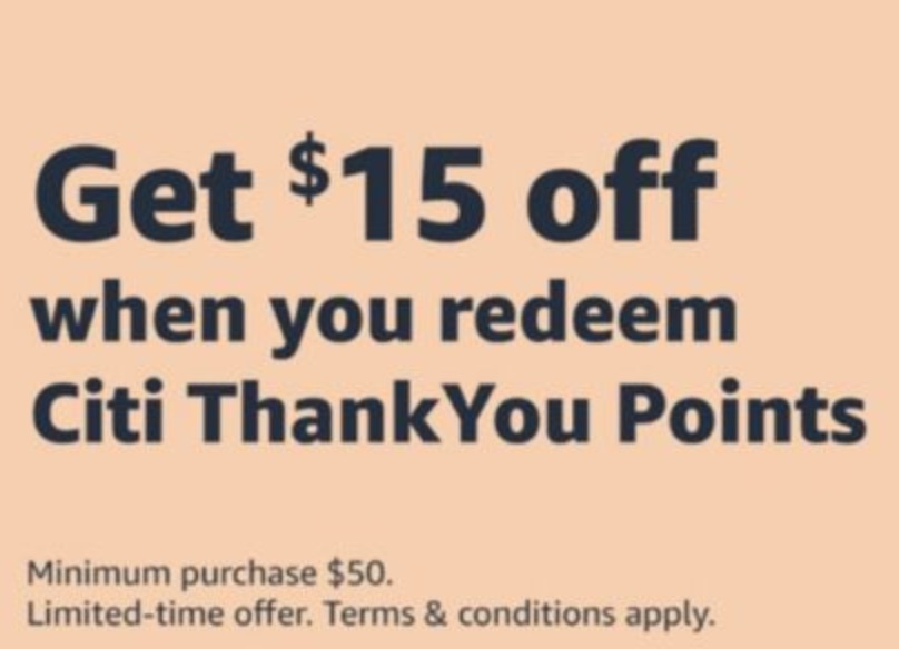 Get $15 off at Amazon with one Citi ThankYou point (targeted)