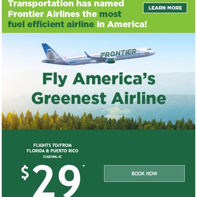 $29 to Florida & Frontier Is Green In More Ways than One