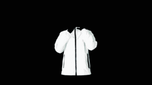 a white jacket with a black background