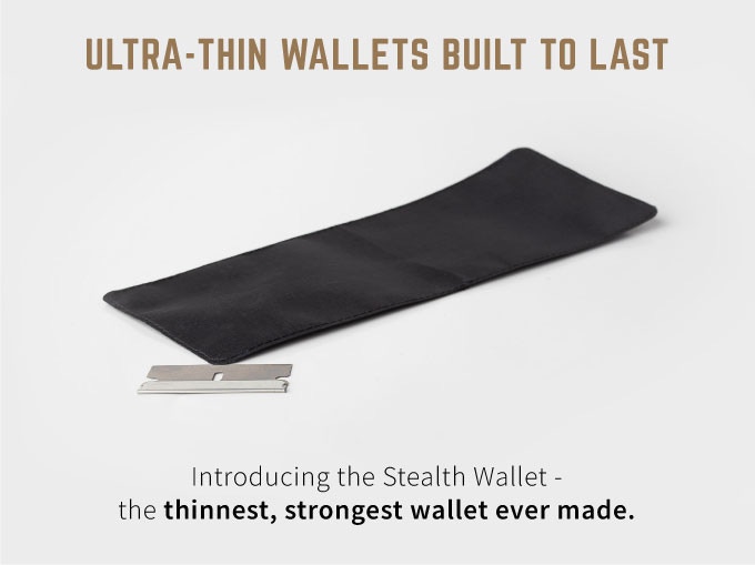 a black wallet with a metal blade
