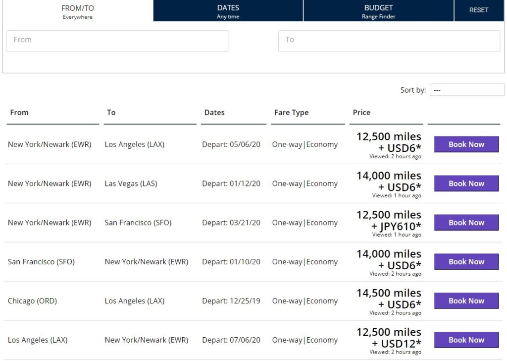 United Mileageplus Award Chart