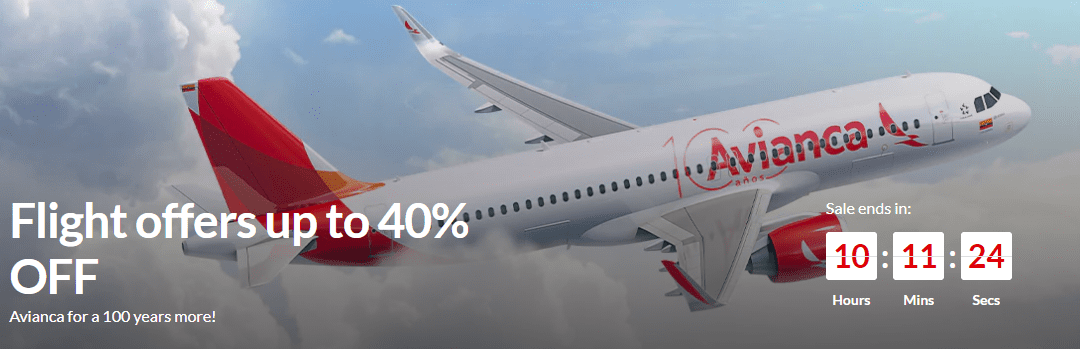 Today Only!  Up to 40% off Your Avianca Flight!
