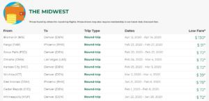 a screenshot of a trip schedule