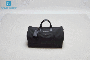 a black bag with a tag
