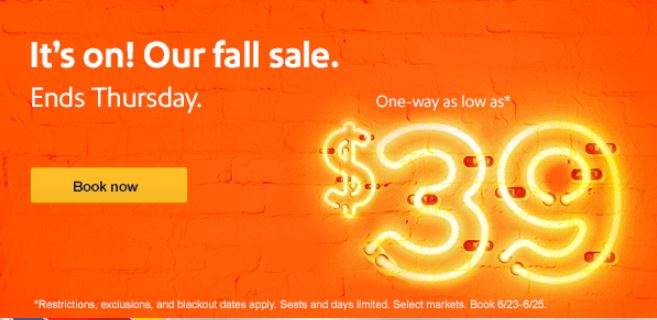 This Southwest $39 Fare “Fall Sale” Ends Today!