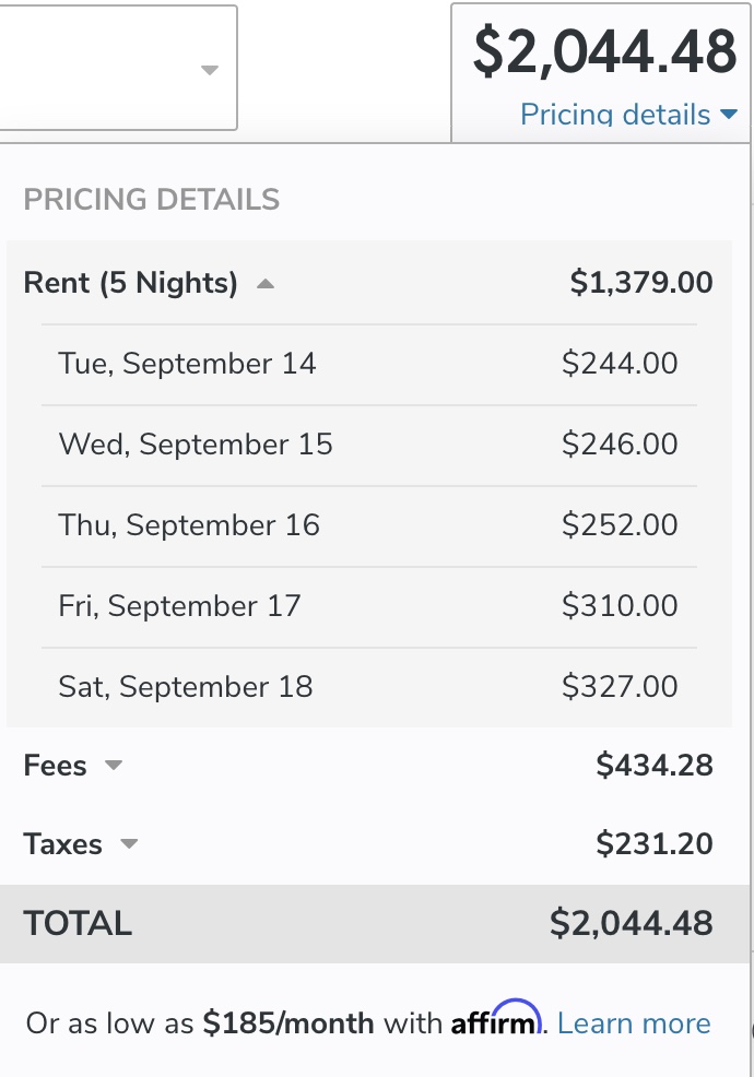 a screenshot of a pricing table