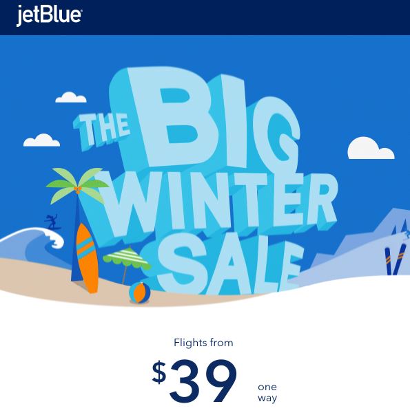 Get Away for $39 With JetBlue’s “Big Winter Sale”