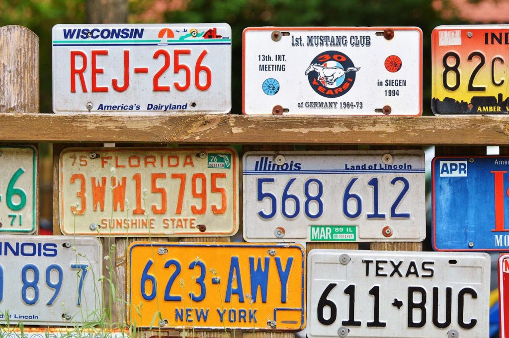 a group of license plates