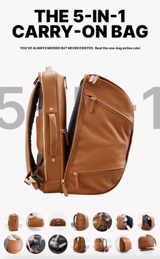 a brown backpack with a white background