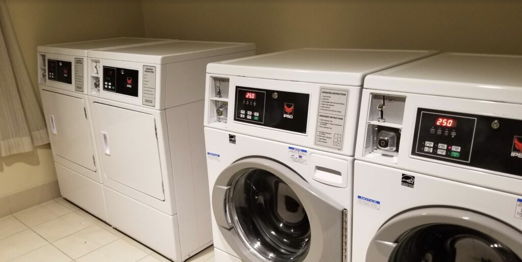 a group of white washing machines