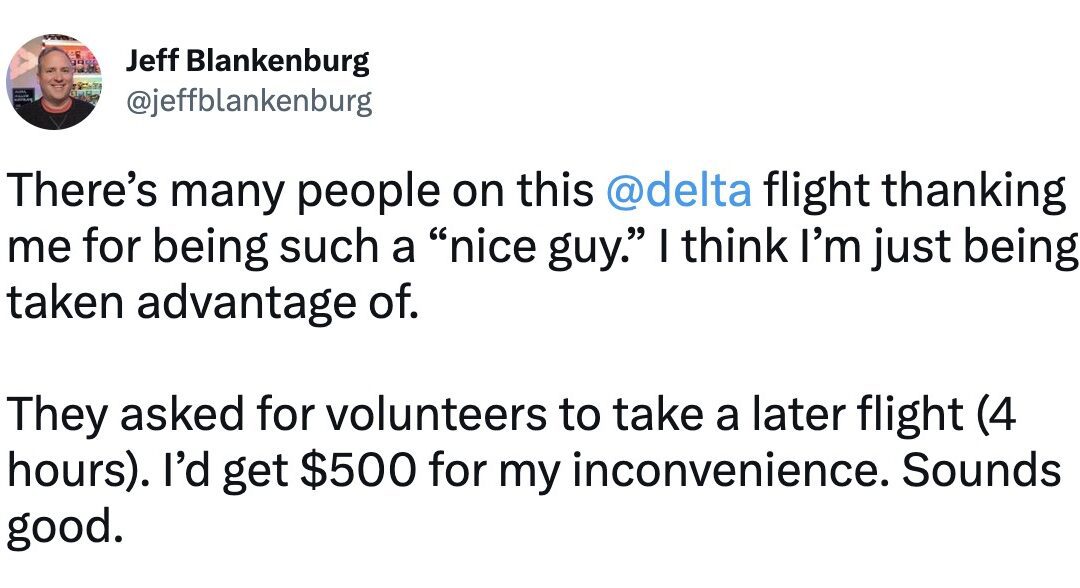 Delta First Class Passenger Takes Bump Then Is Downgraded to Economy