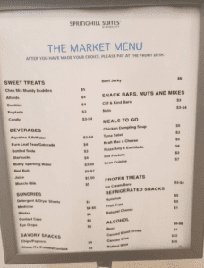 a menu sign with text and images