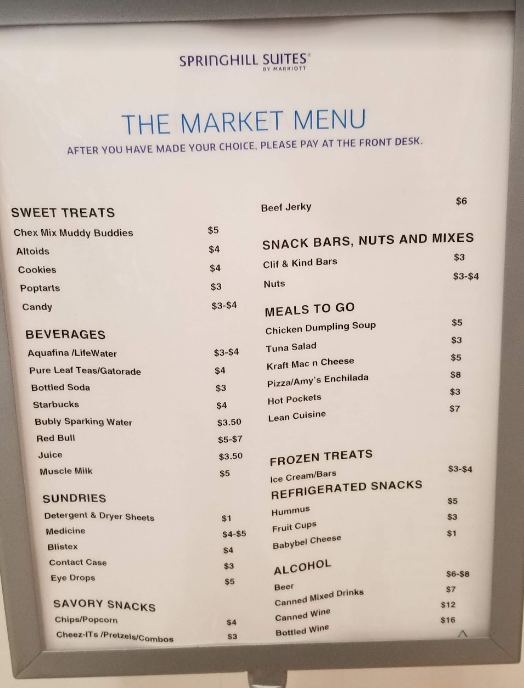 a menu sign with text and images