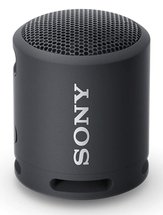 a black speaker with a white text