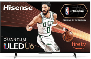 a tv screen with a basketball player on it