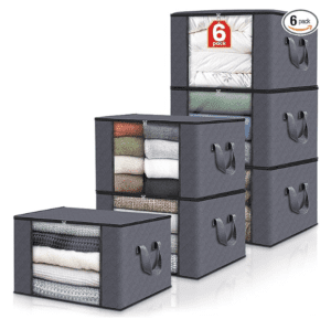 a group of boxes with different colors of blankets