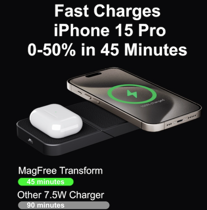 a cell phone charging on a wireless charger
