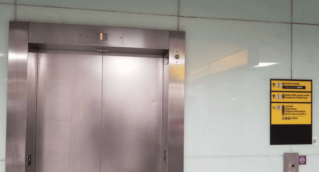an elevator door with a number on it