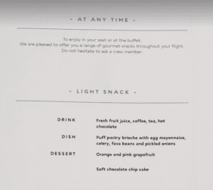 a menu of a restaurant