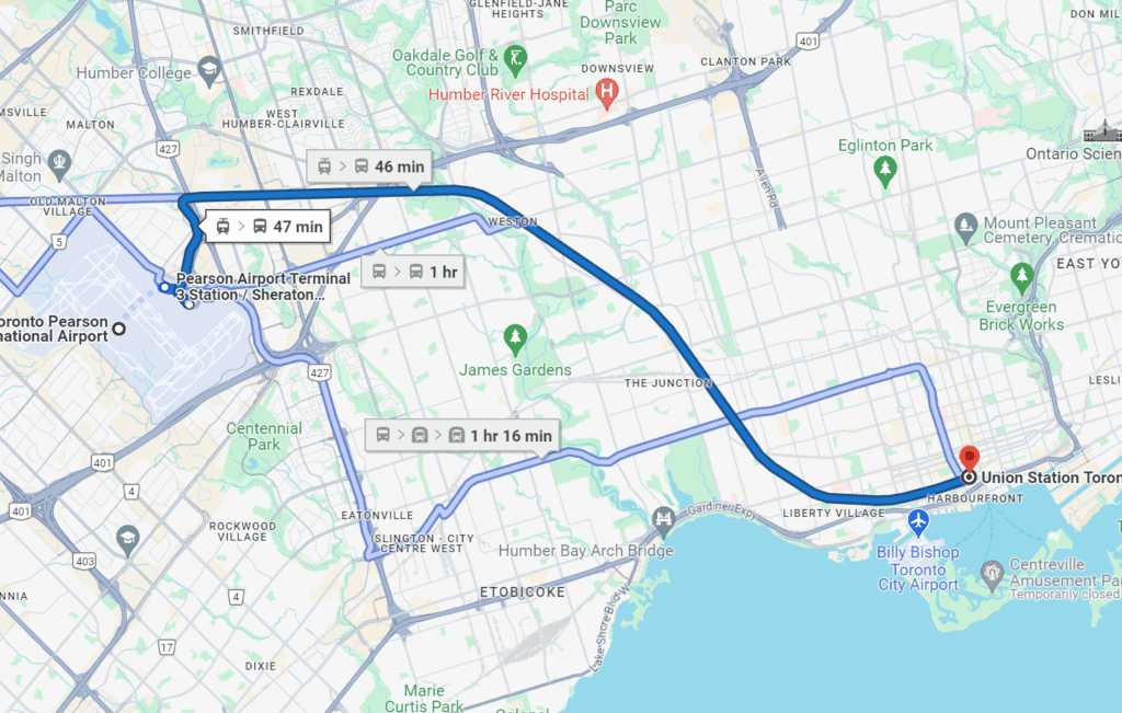 a map with a blue line