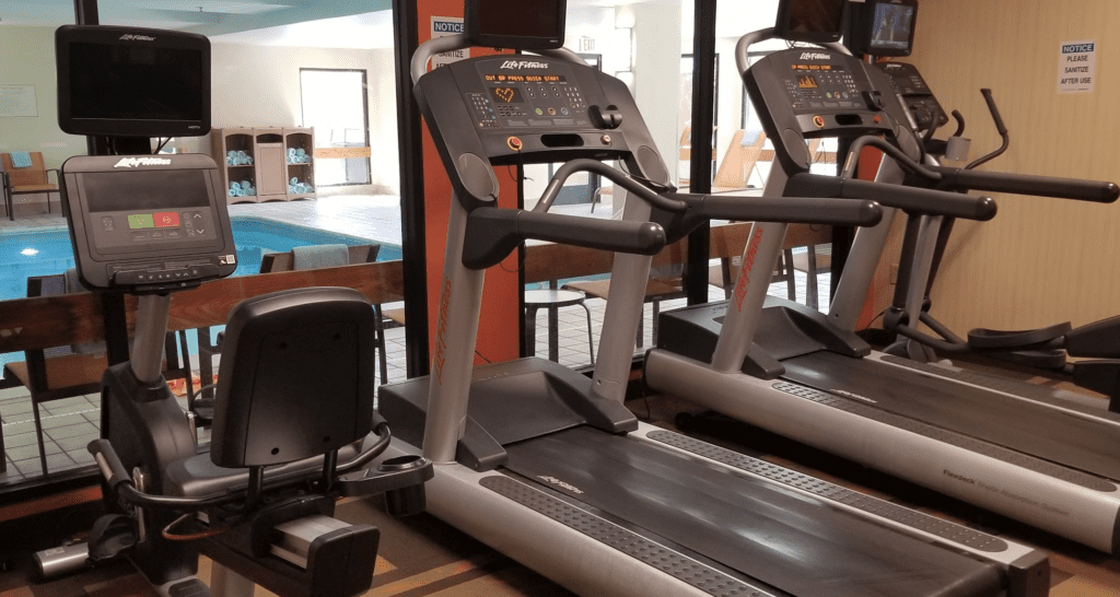 a treadmills in a room