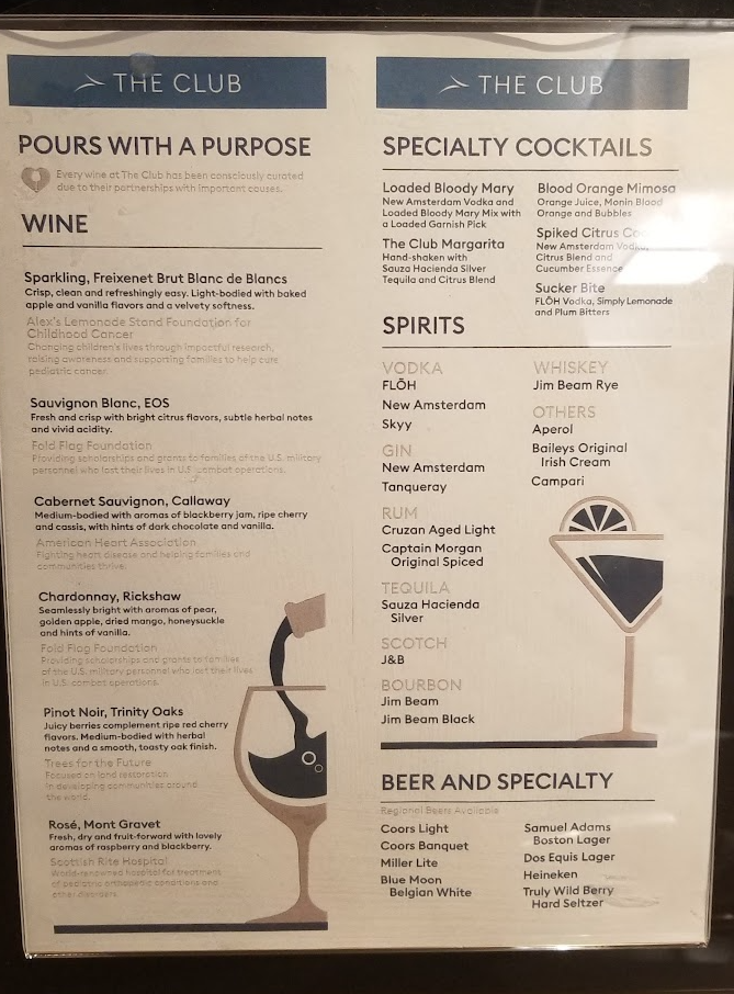 a menu with drinks and text