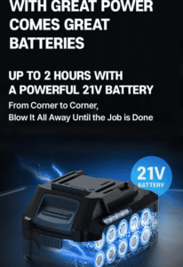 a black battery with blue lights