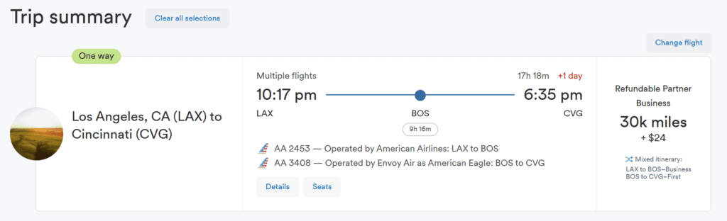 a screenshot of a flight schedule